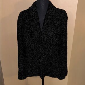 Vintage 1950s Persian Curly Lambs‎ Wool Cloak Silk Lined Made in USA Ladies S/M